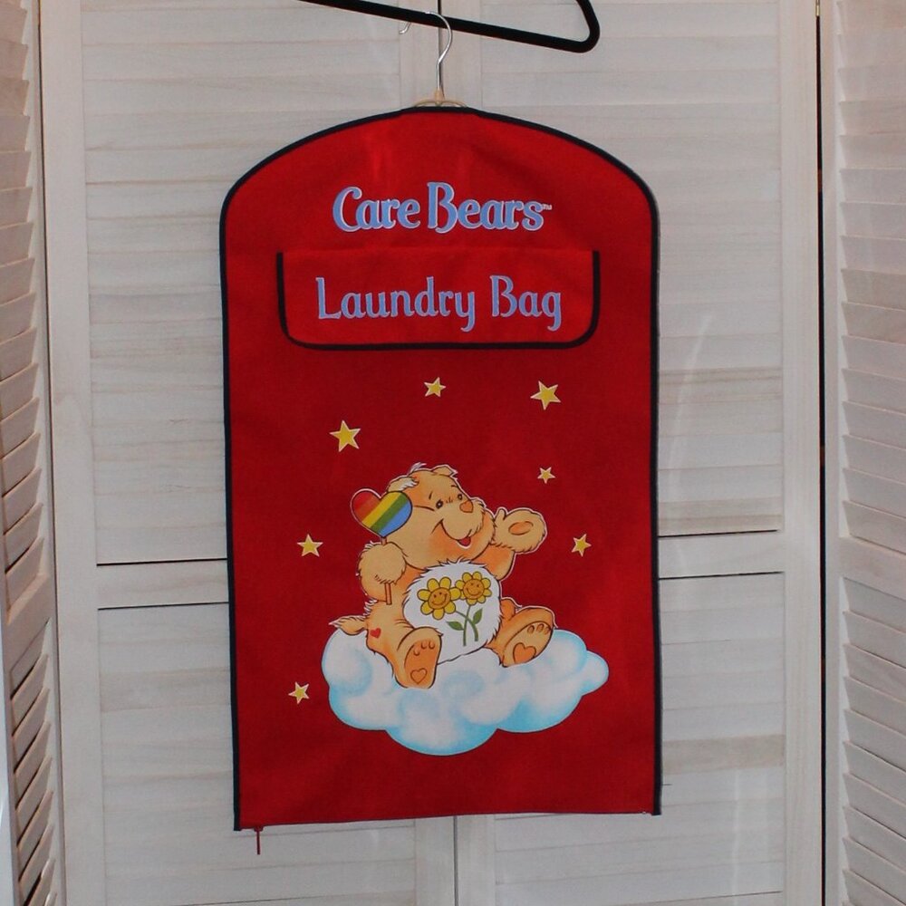 Vintage Care Bears Red Hanging Laundry Bag 1984 American Greetings Hong Kong - Picture 2 of 7